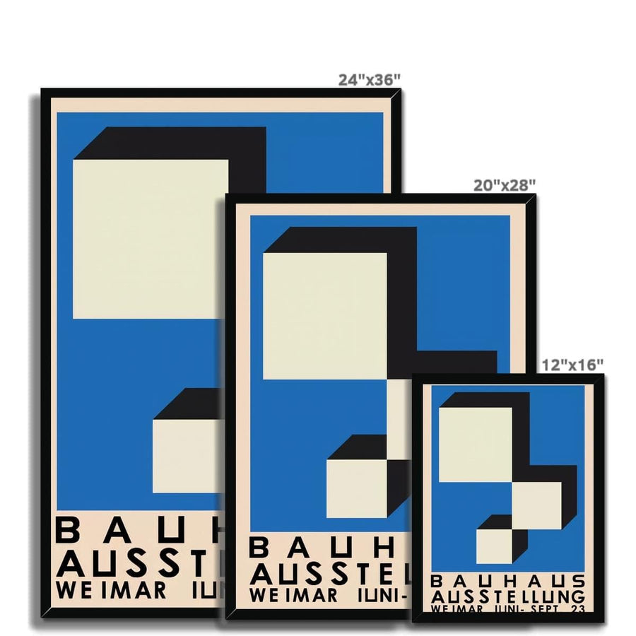 Bauhaus Blue Cubes Framed Print - Artformed