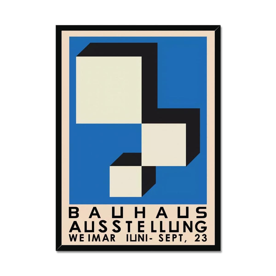Bauhaus Blue Cubes Framed Print - Artformed