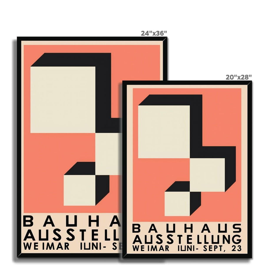 Bauhaus Peach Cubes Framed Print - Artformed