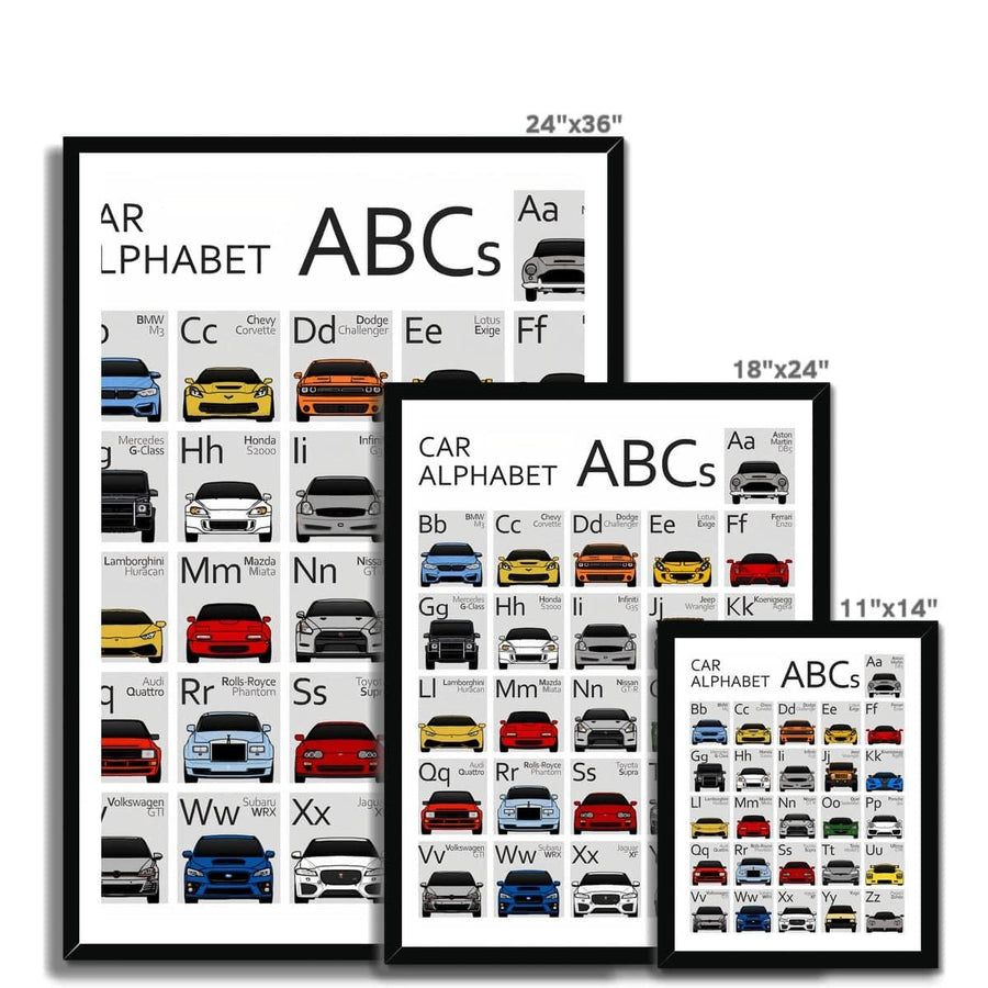 Car Alphabet Framed Print - Artformed