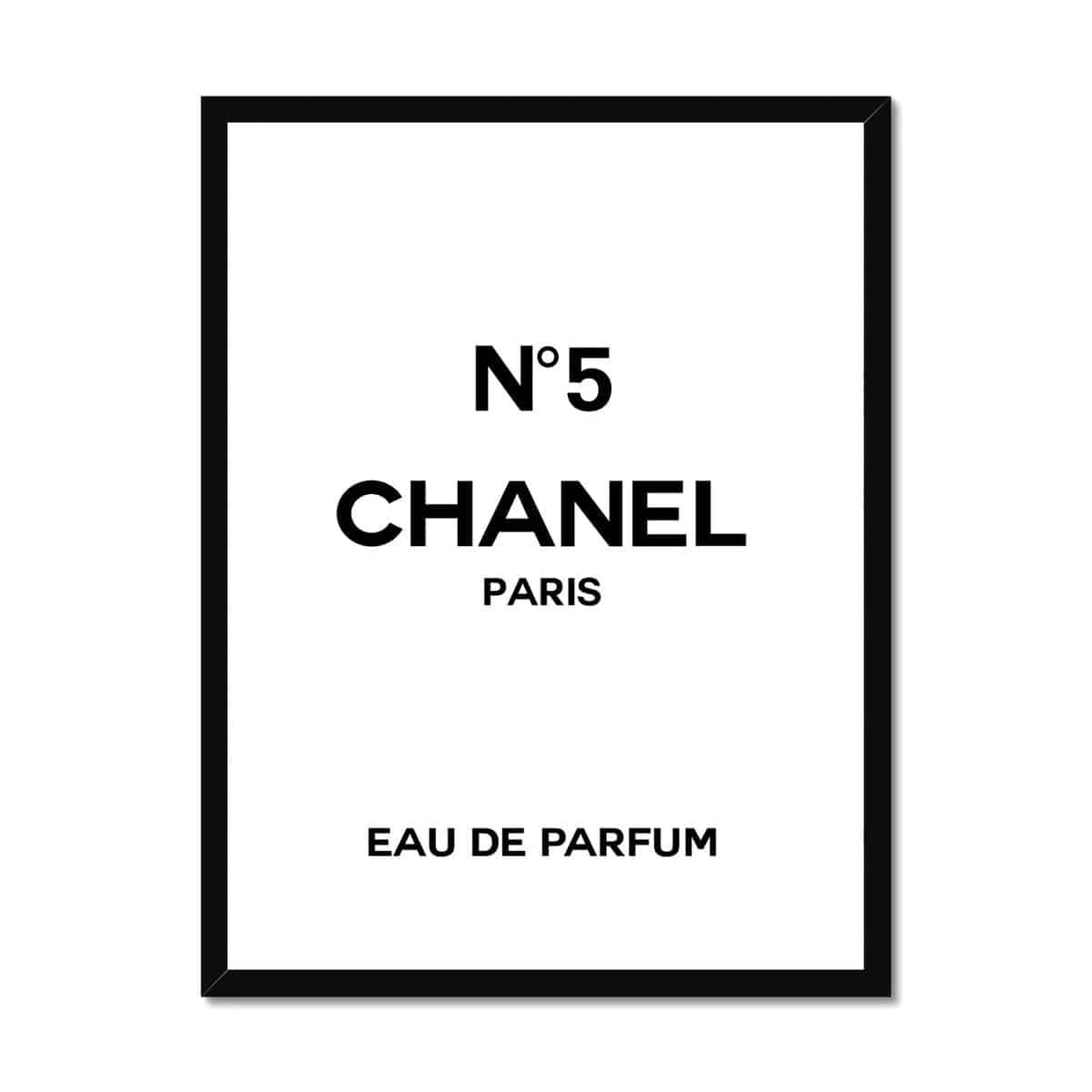 Chanel Eau De Parfum Typography Framed Print - Main Image