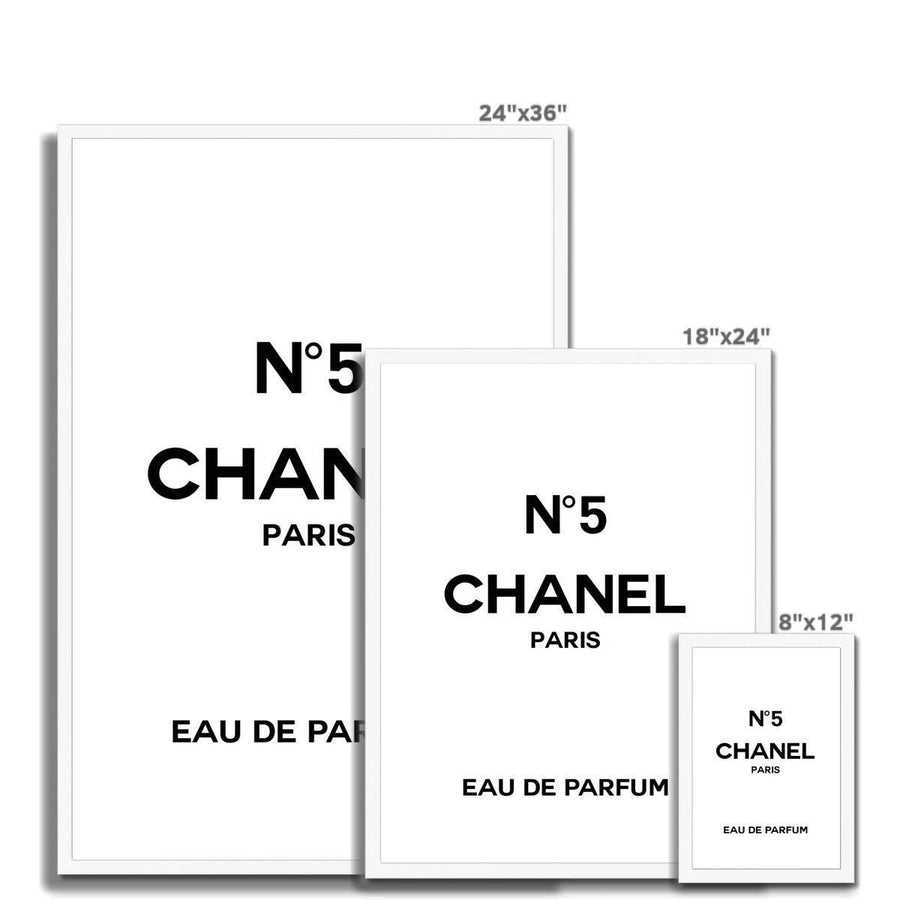 Chanel No. 5 Eau De Parfum Typography Framed Print - Artformed