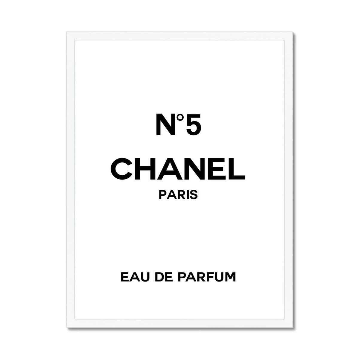 Chanel No. 5 Eau De Parfum Typography Framed Print