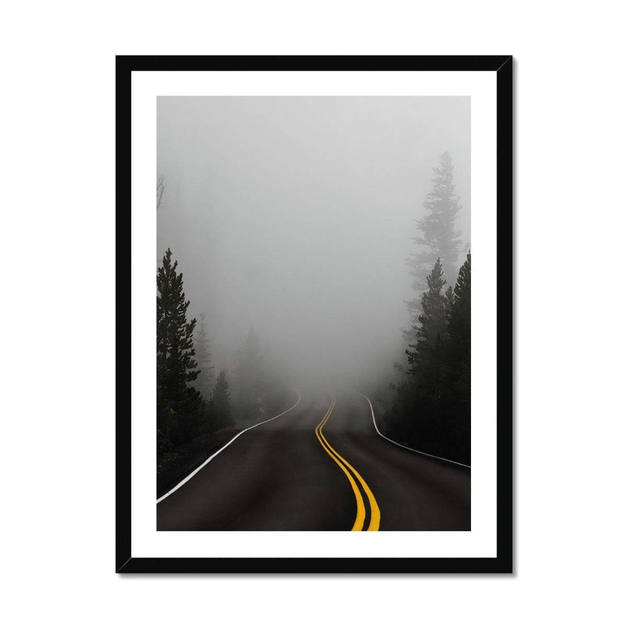 Foggy Road  Framed Print - Artformed