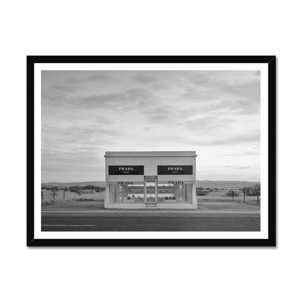 Prada Marfa Store Texas Photography Black & White Framed Print – Artformed