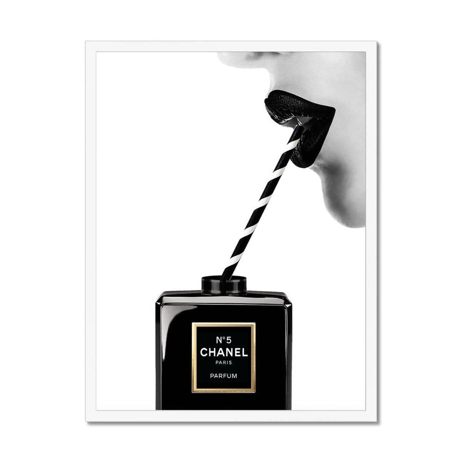 Sip on Chanel No 5. Perfume Framed Print - Artformed