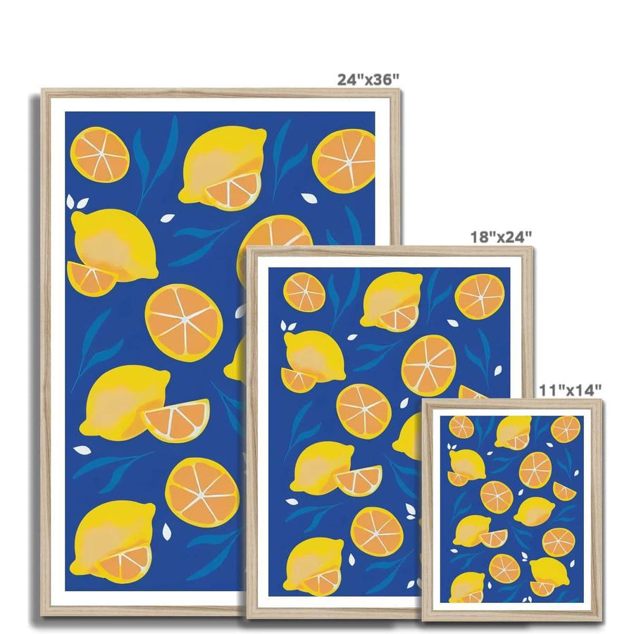 Sliced Lemon Pattern Framed Print - Artformed